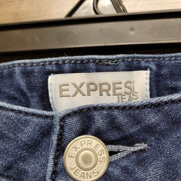 Express Skinny Jeans Blue Medium Wash Womens Size 4‎ Distressed Denim Stretch - Picture 6 of 13